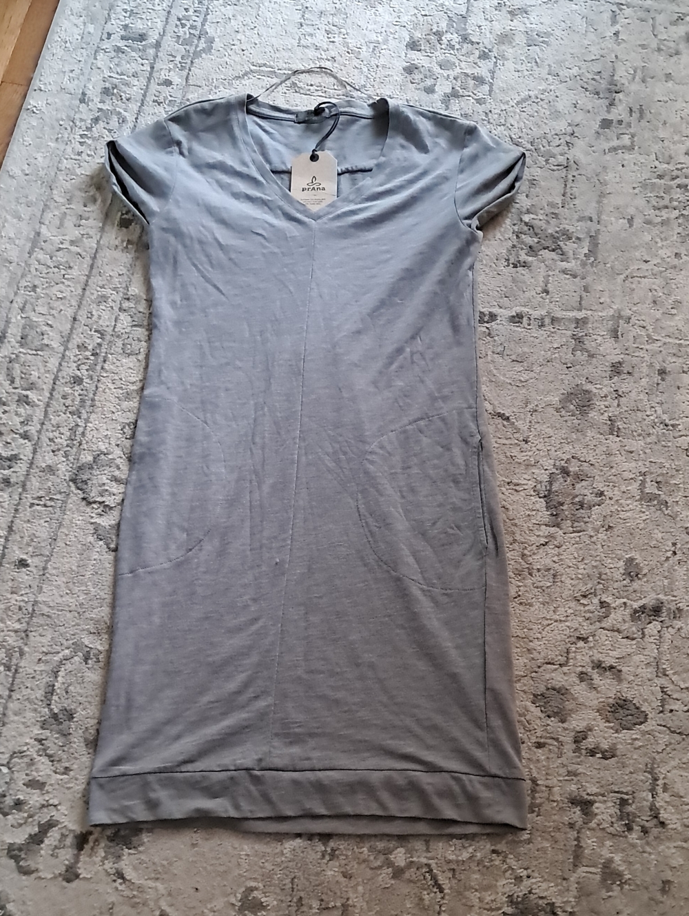 Prana Heather Gray V-Neck Short Sleeve Tunic Dress